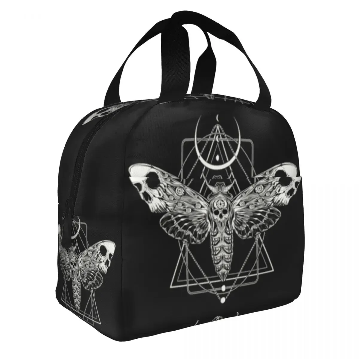 Surreal Death Moth Insulated Lunch Bag for Work School Gothic Goth Anti Waterproof Cooler Thermal Lunch Box Women Kids