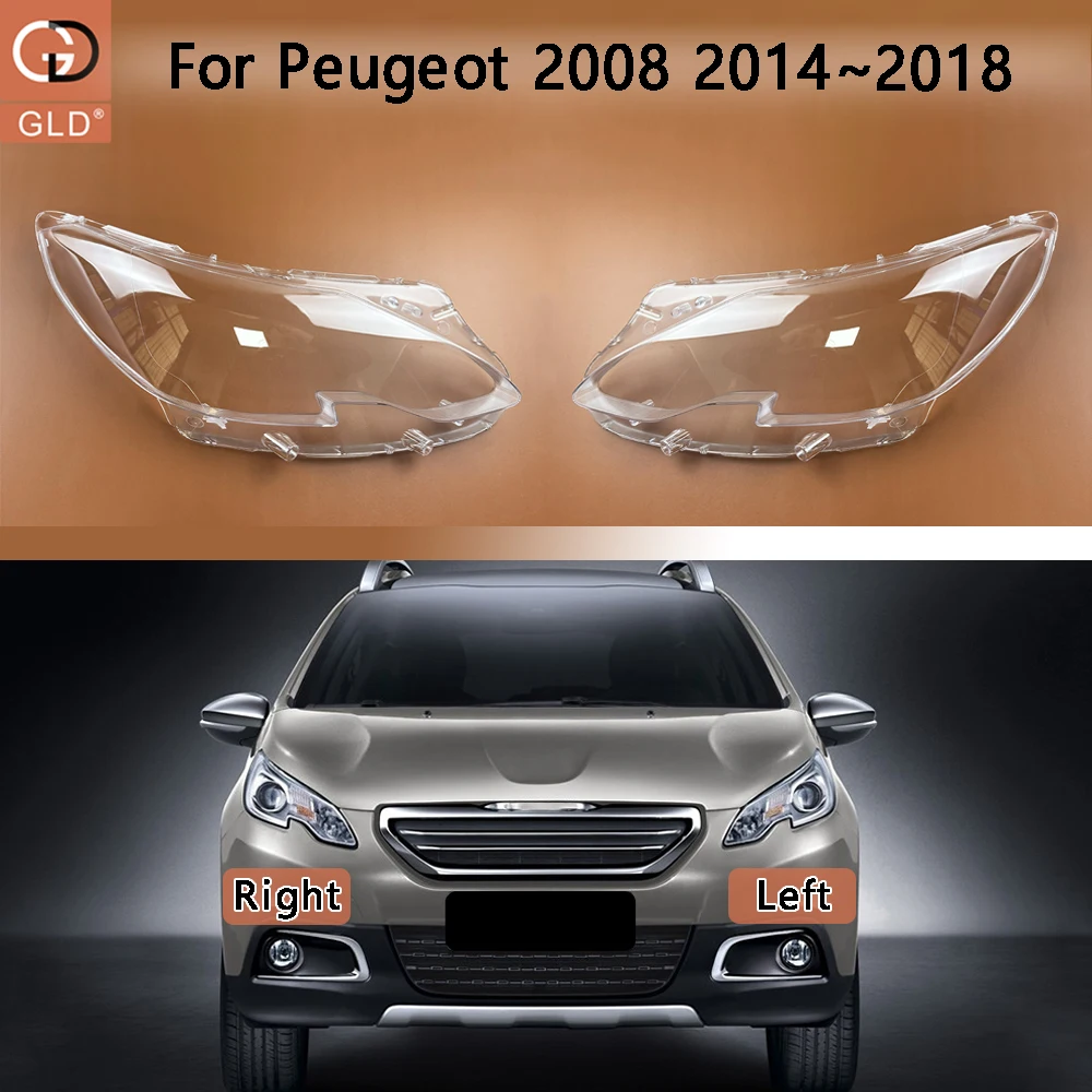 

Car Front Headlight Cover Auto Headlamp Lampshade Lampcover Head Lamp light Lens Shell For Peugeot 2008 2014 2015 2016 2017 2018