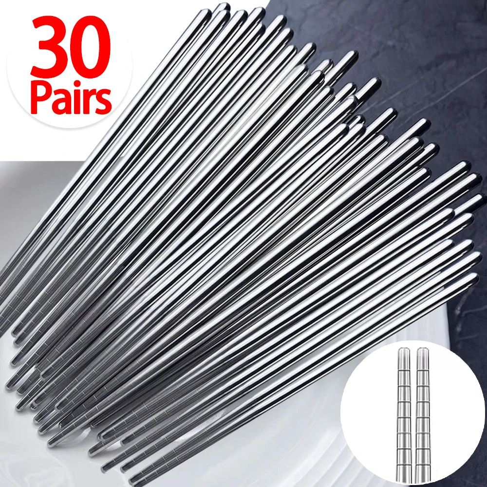 Stainless Steel Chopstick Tableware Reusable Korean Silver Adult Chopsticks Antiskid Household Metal Food Sticks High Quality