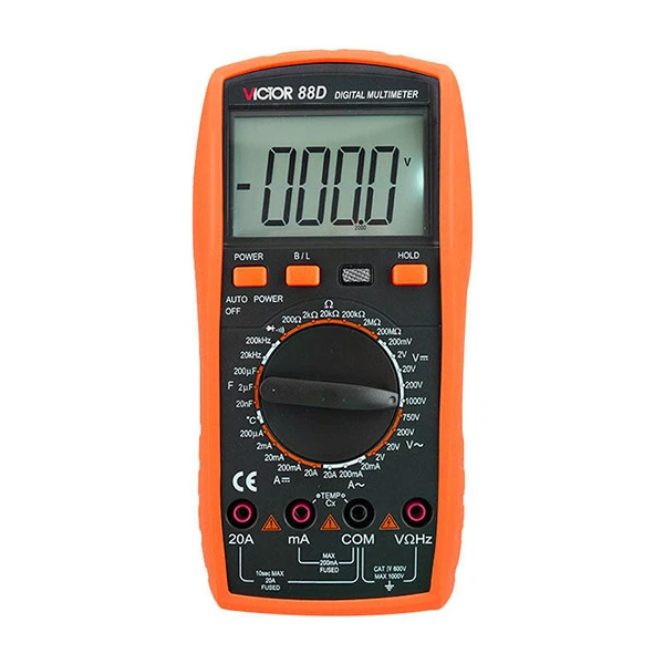 

VICTOR 88D Manual Range Digital Multimeter 19999 (4 1/2) Digits Automatic Polarity Display with Backlight Meter