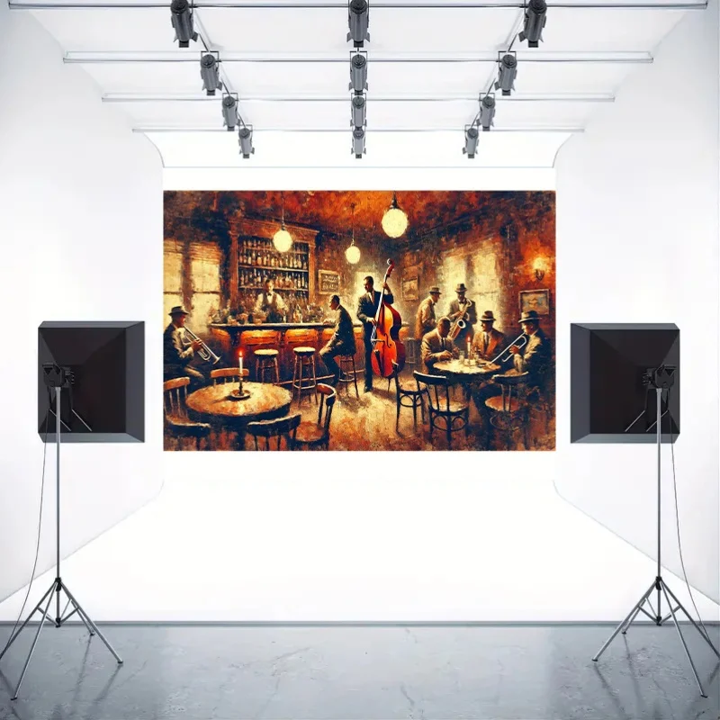 Jazz Band Vintage Bar Tapestry Retro Music Club Wall Decor for Man Cave Lounge Restaurant Pub Themed Party Classic AmericanStyle
