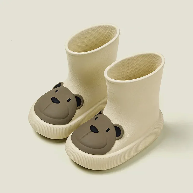 Children Rain Boots 2024 Four Season Cute Cartoon Rain Shoes Waterproof Boys Girls Non-Slip Rubber Shoes Rabbit Bear Baby Boots