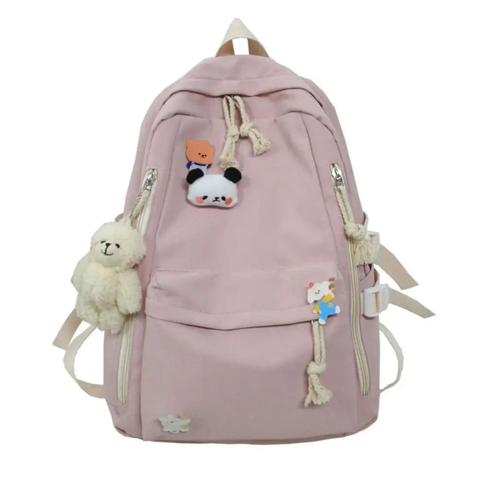 Nylon Large Capacity Bags Korean Style Ins Cartoon Animal Backpack Fashion with Pendant Cute Animal School Bag Unisex