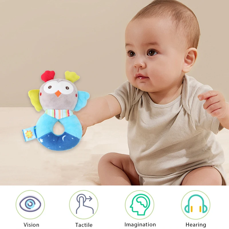 Cute Baby Rattle Toys Elephant Rabbit Plush Baby Bed Toys Newborn 0-24 Months Educational Toy Baby Hand Bells Plush Toys Gifts