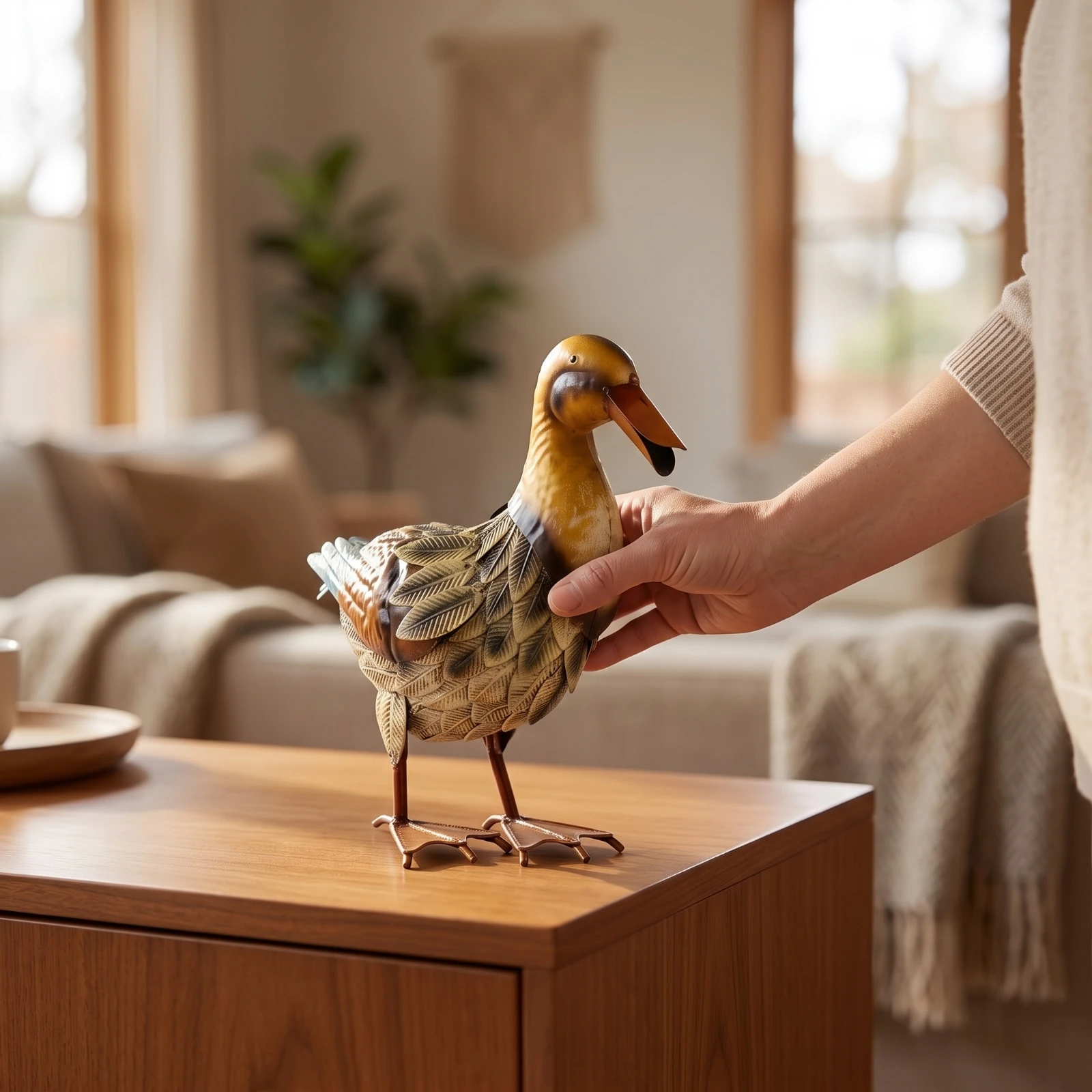 Duck Figurine Tabletop Duck Statue Handmade Charming for Collectors, Home Decor, Photography