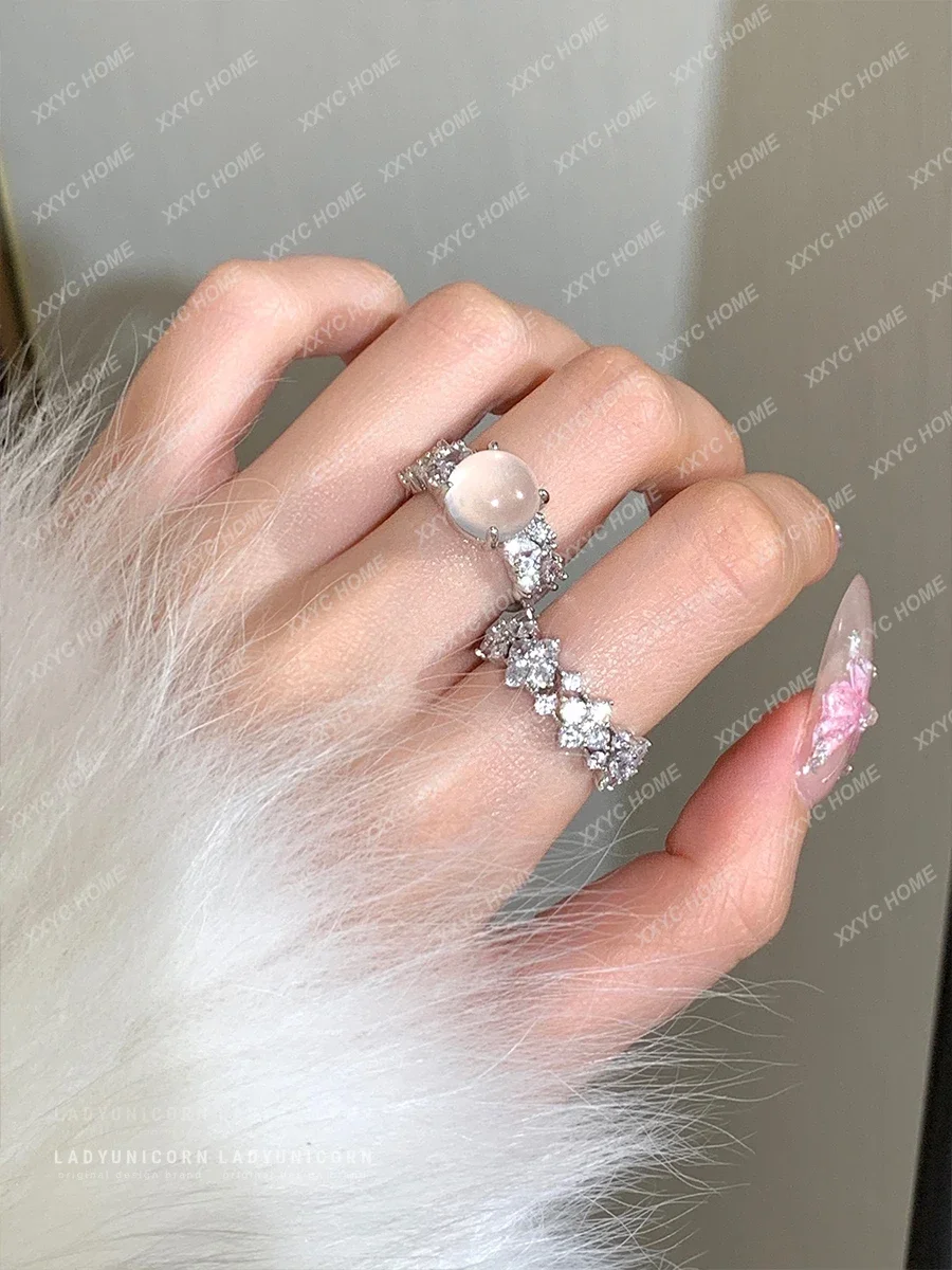 

Natural foam jade ring women's high-ice egg surface glass pigeon egg new Chinese style diamond