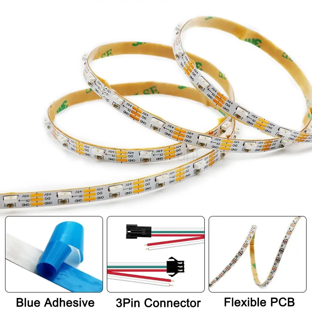 Boczna poświata cyfrowa taśma LED pikseli 5V SK6812 4020 IC 60Leds/m 5mm wąska lampa kolor marzeń PCB RGB do świetlny wyświetlacz szczelinowego