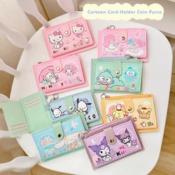 Cartoon Cute Sanrio Hello Kitty Kuromi Multifunctional Card Holder Coin Purse Kawaii Cinnamoroll Student Wallet Gift