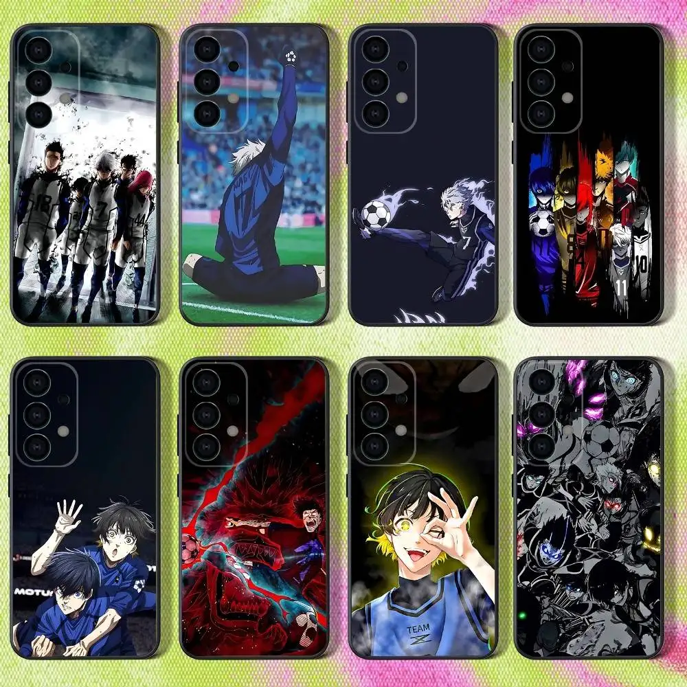 

B-Blue L-Lock Phone Case For Samsung S25,S24,S21,S22,S23,S30,Ultra,S20,Plus,Fe,Lite,Note,10,9,5G Black Cover