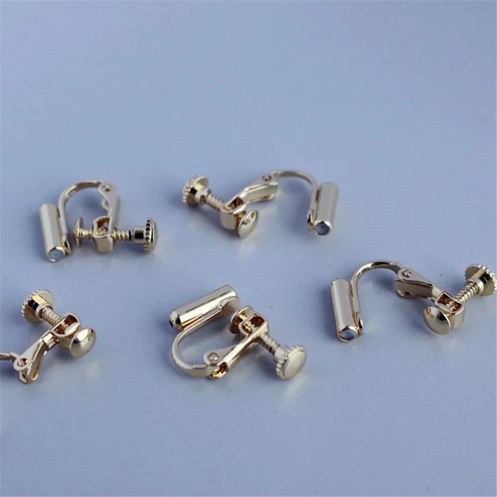 14K Gold-wrapped Ear Clips, Ear Needles, Variable Adjustment Plugs, No Ear Piercings, Screws, DIY Handmade Earrings