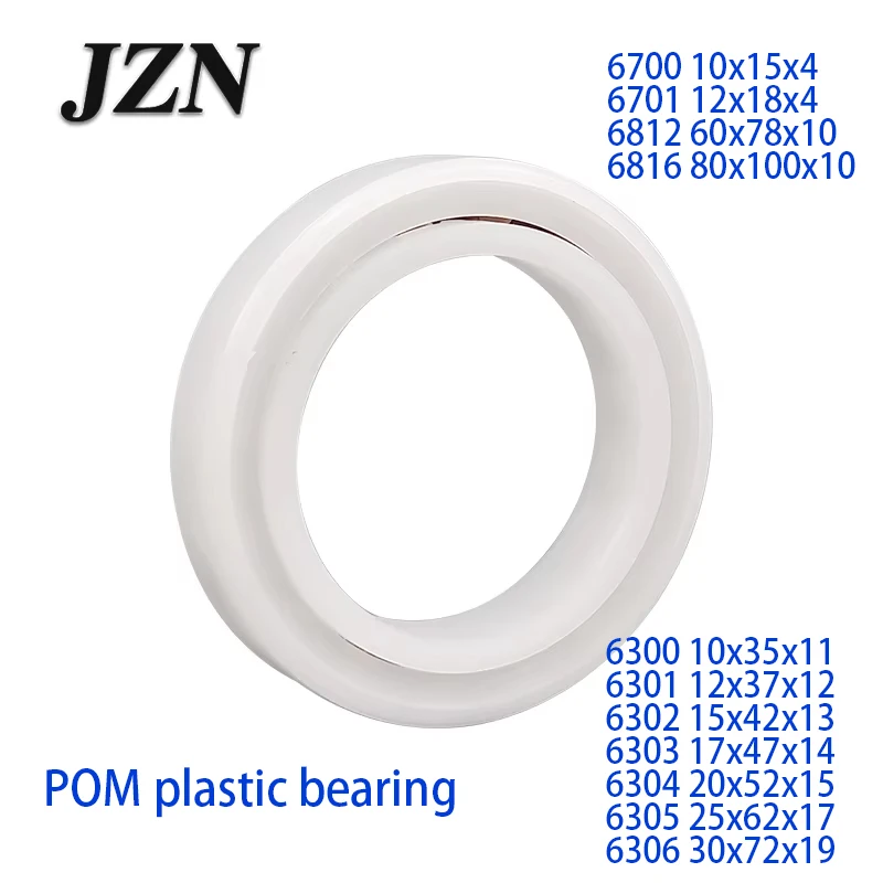 2/5/10Pcs 6300 6301 6302 6303 POM Plastic Bearing 6304 6305 6306 2RS Corrosion Resistant Oil Free 6700 6701 6812 6816 2RS