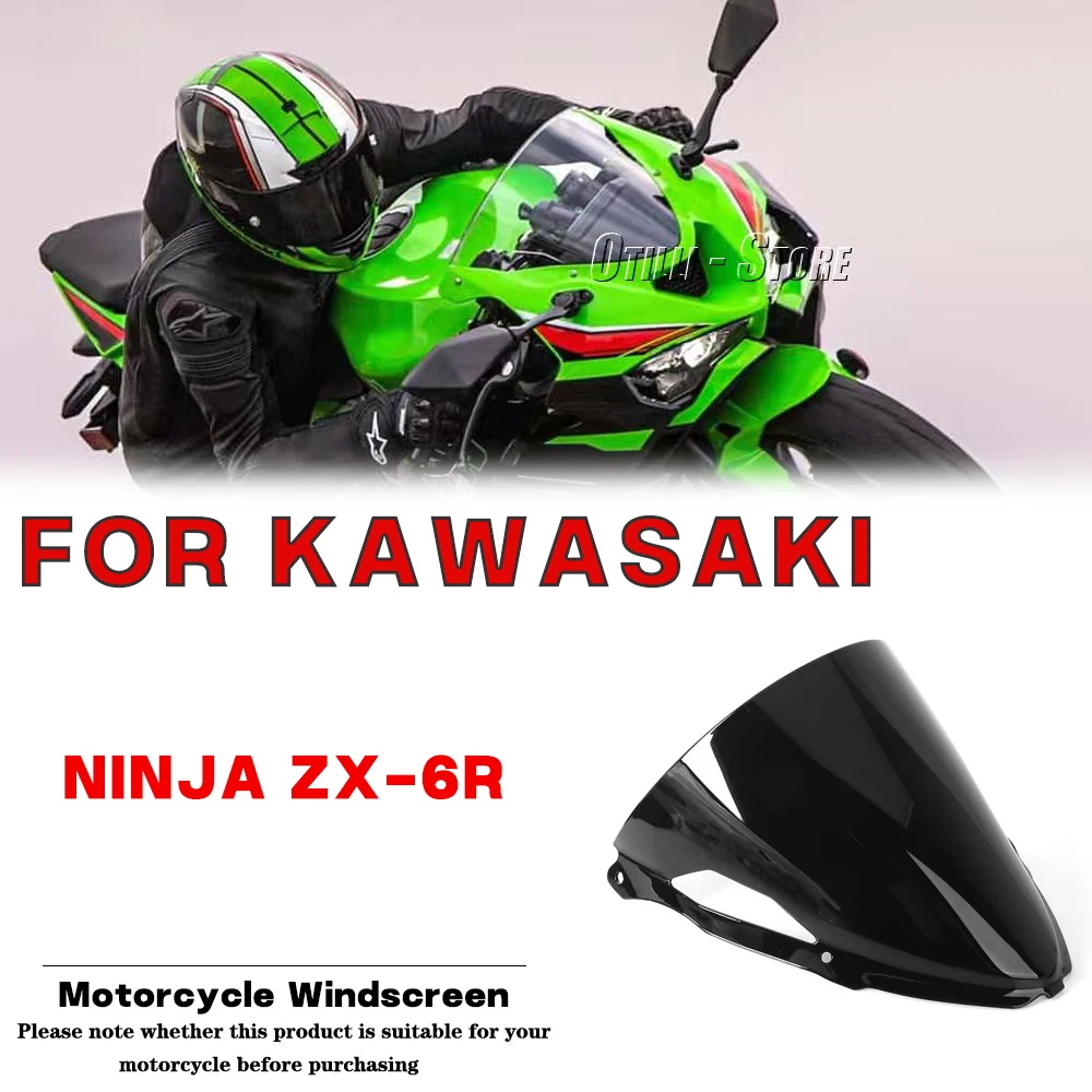 

For KAWASAKI Ninja ZX-6R 2024 Motorcycle modification accessories Sport Windshield Visor Black Transparent Smoky Windscreen Fits