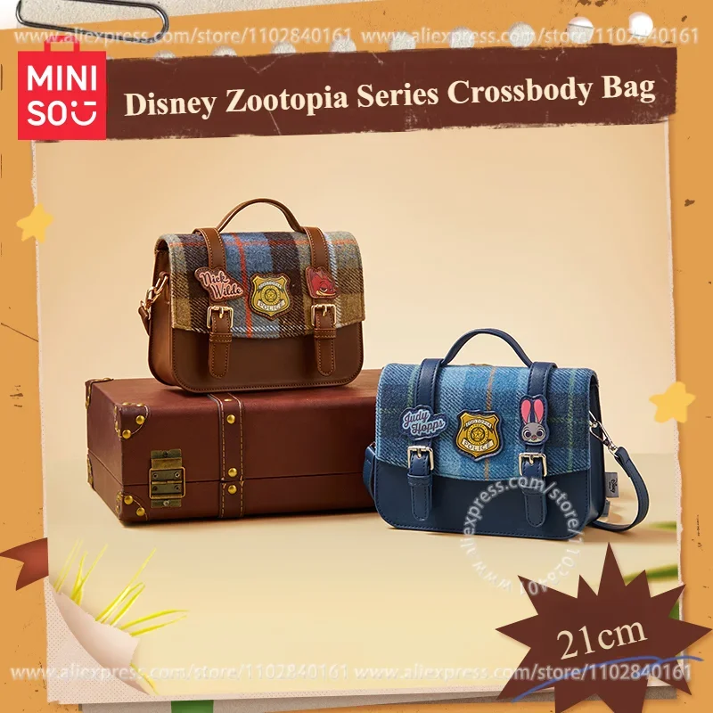 MINISO Disney Zootopia Series Crossbody Bag Messenger  Girls Brown Matching Judy Hopps Nick Genuine Birthday Gift Animation