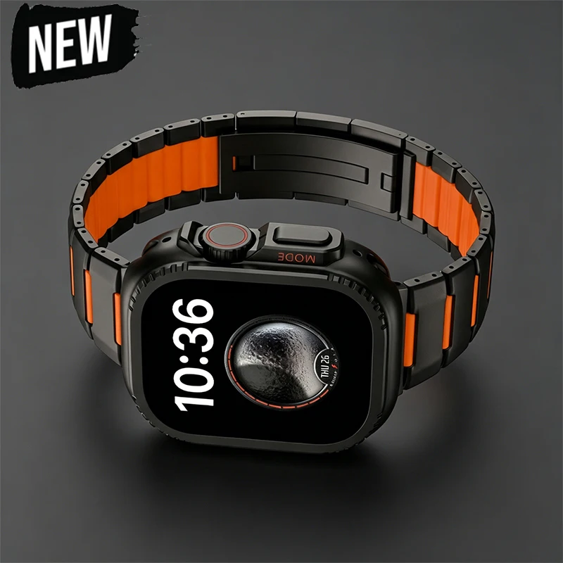 

Metal Case+Strap Modification Kit for Apple Watch Ultra 3 2 49mm 46mm 45mm 44mm Rugged Protector for Iwatch Series 11 10 9 8 7 6