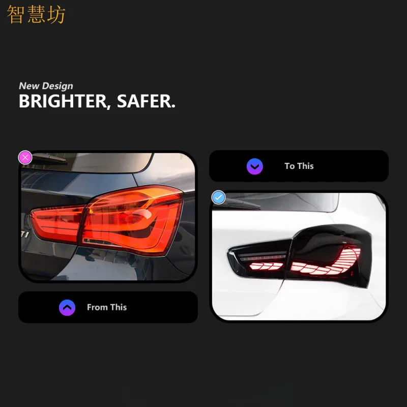 Suitable for 15-18 BMW 1 Series Tail Light Assembly F20 F21 Modified Dragon Scale LED Rear Tail Light Flowing Turn Signal