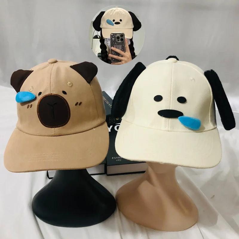 

Cartoon Cute Kapibala Cap Snot Bear Embroidered Sunshade Baseball Hat Snot Dog 3D Versatile Duck Tongue Hats Outdoor