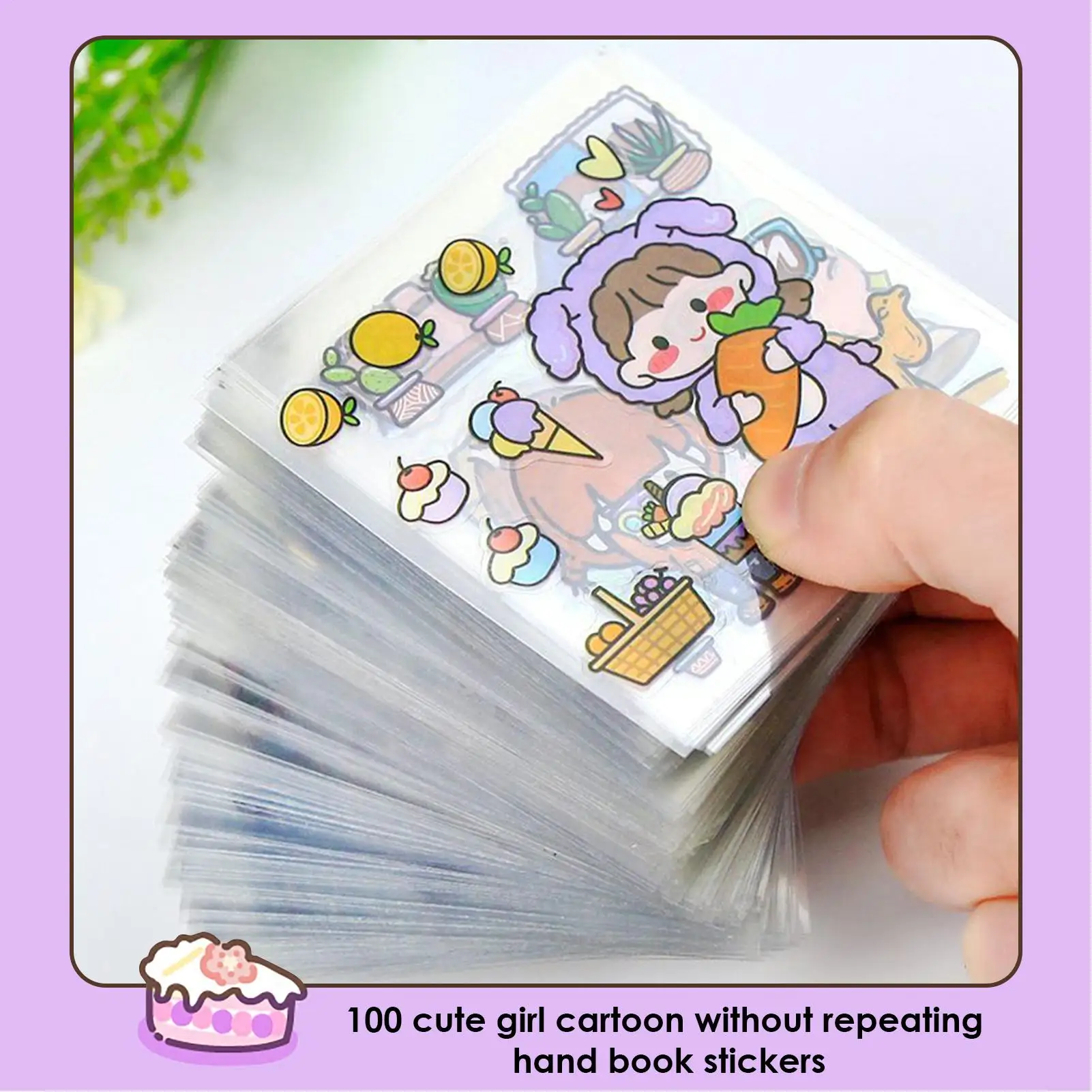 100pcs Cute Cartoon Girl Sticker Unique Hand Scrapbook Fashion Girls Decal Waterproof Laptop Water Bottle Notebook Sticker