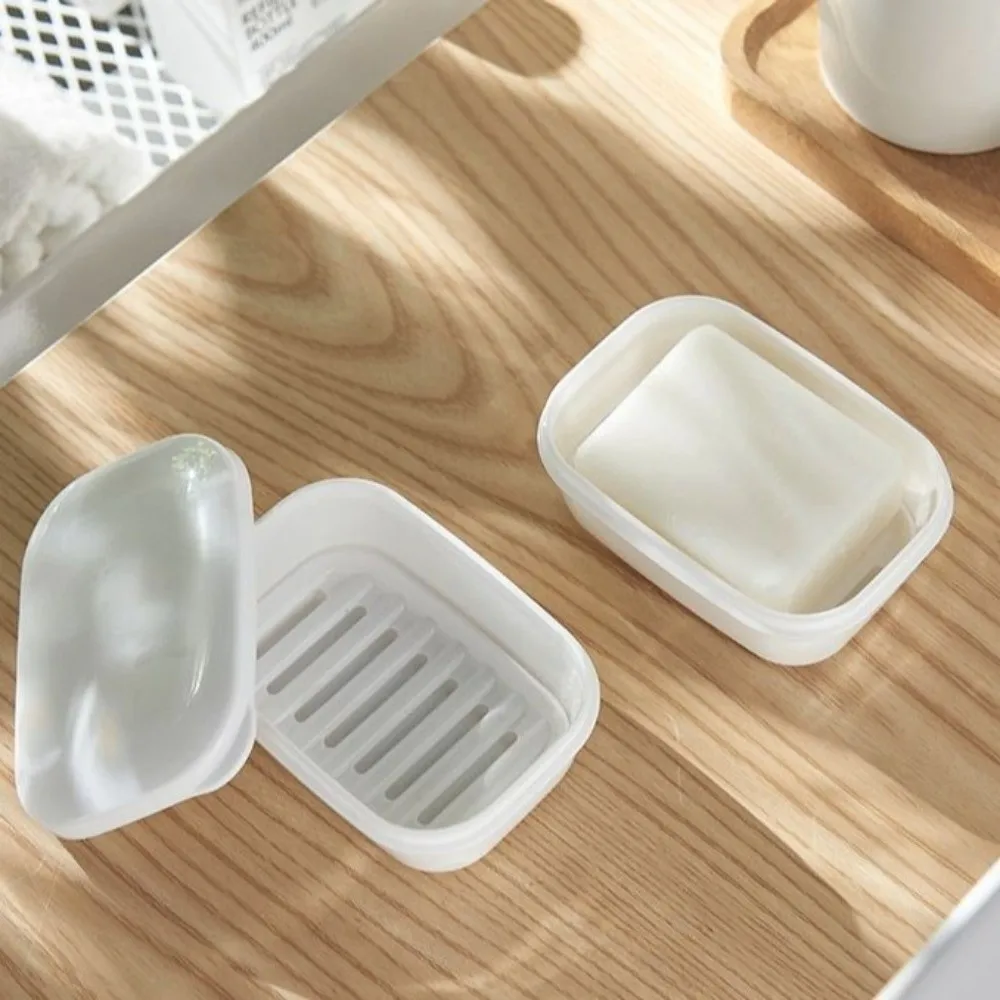 

Keeps Dry Waterproof Leakproof Soap Holder Detachable with Lid Travel Bar Soap Case Plastic Draining Layer Soap Container Gym