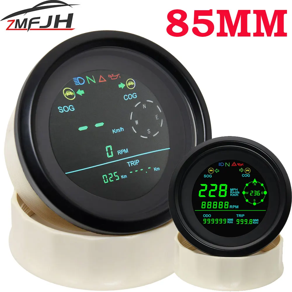 

New 85mm LCD GPS Speedometer with Tachometer Seed Gauge Tacho Meter Over Speed Alarm RPM For Motorcycle Truck Car 12V/24V