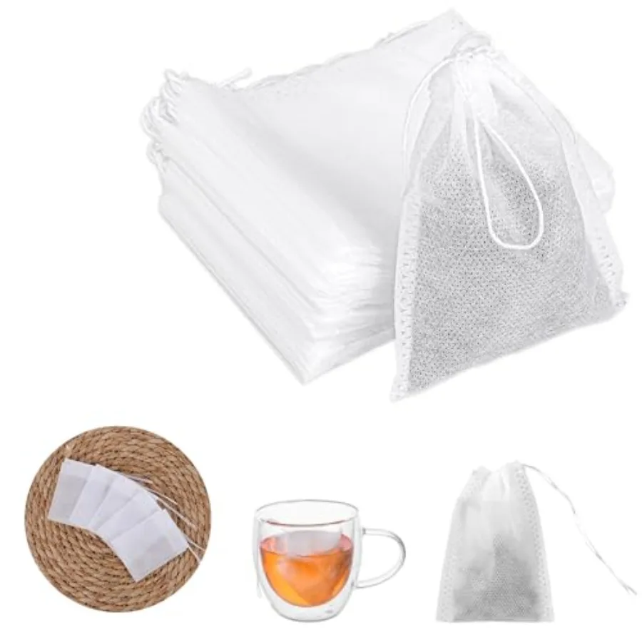 

100 шт. Фильтр-пакеты для чая Пустой фильтр-пакетик для чая с шнурком Одноразовый фильтр-пакетик Пустые чайные пакетики для предотвращения листового чая и природы