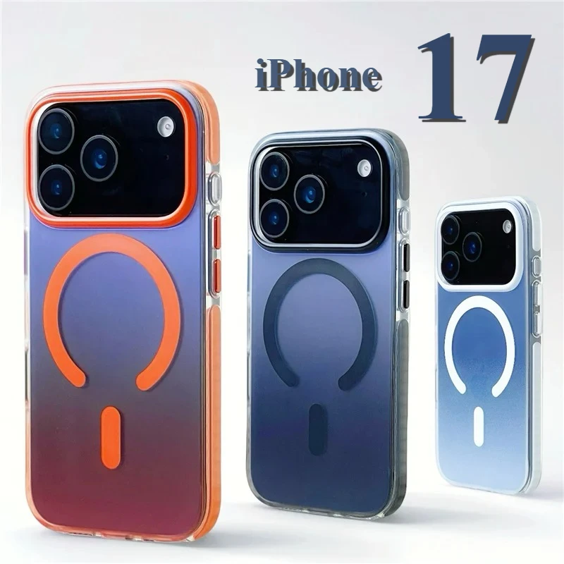 

Градиентный прозрачный матовый чехол для Magsafe для IPhone 17 Pro Max 17 Air 16, защитный противоударный чехол из ТПУ с беспроводной зарядкой