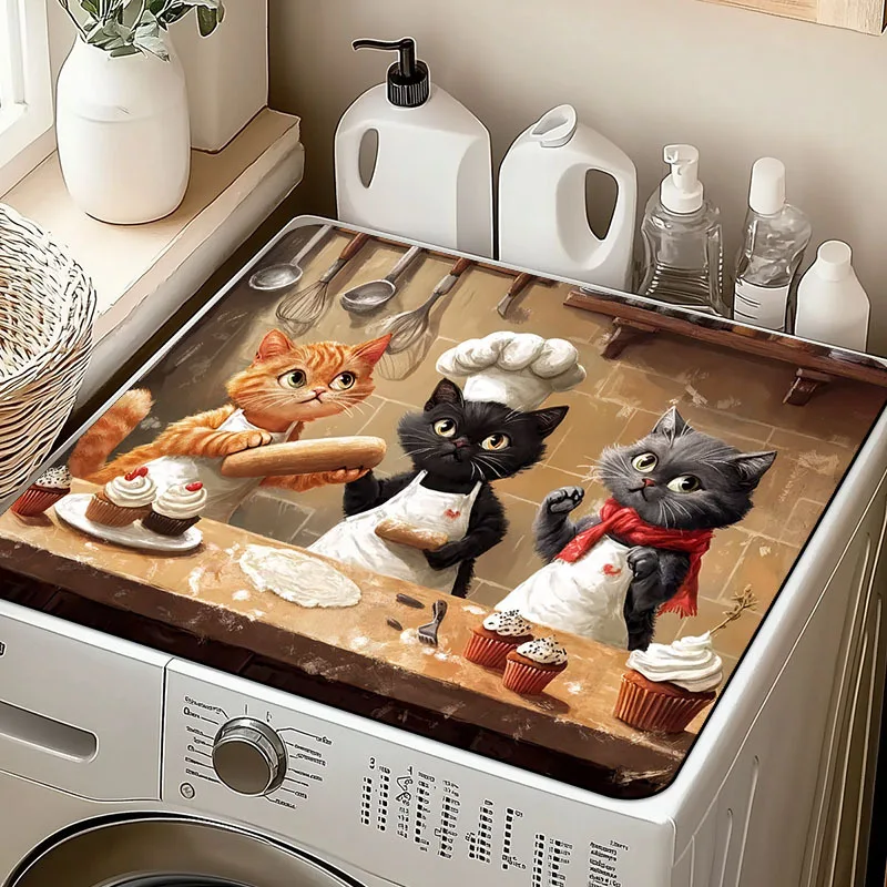 

1 шт. — Коврик для кофемашины с милым рисунком кота-повара, коврик для сушки посуды, коврик для стиральной машины, многофункциональный коврик для сушки