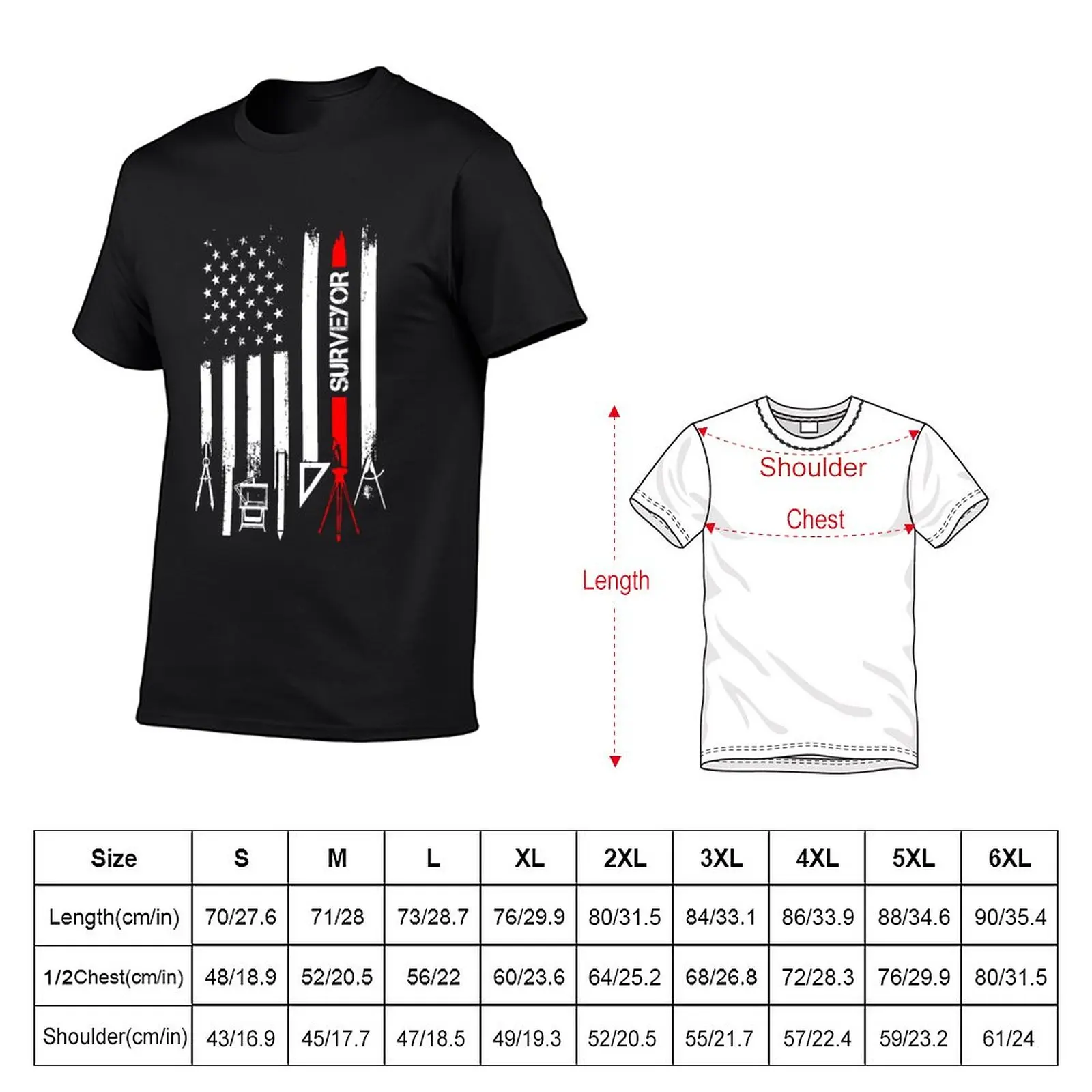 New American Flag with Surveyor T-Shirt anime clothes graphics t shirt mens cotton t shirts