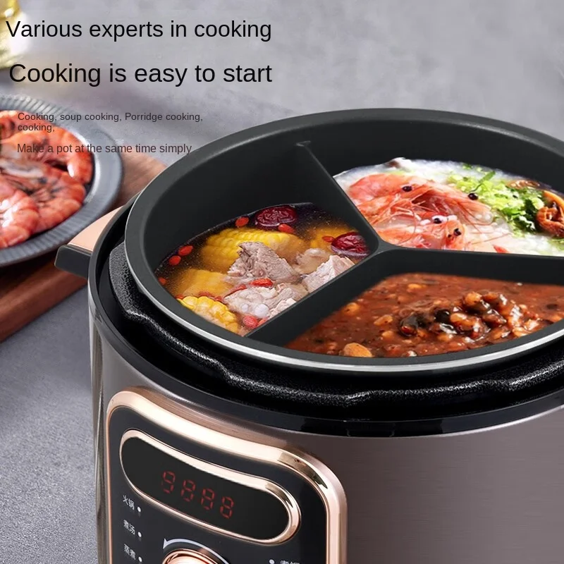 Stainless Steel Pressure Cooker with 5L Capacity 220V Three Compartment Inner Liner+standard Inner Liner