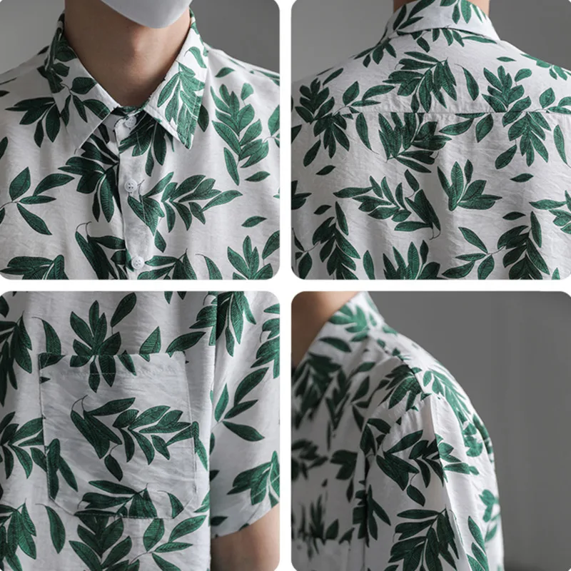 Summer Short Sleeved Shirt Men Fashion Printed Casual Shirt Men Streetwear Korean Loose Floral Shirts Mens Hawaiian Shirts M-XL