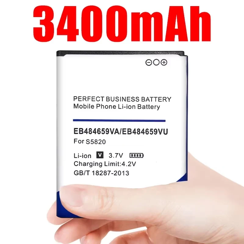 3400mah Battery Eb484659va Eb484659vu for Samsung Galaxy S5820 I8150 W689 S5690 T759 I8350 S8600 M930 I110 R730 I677