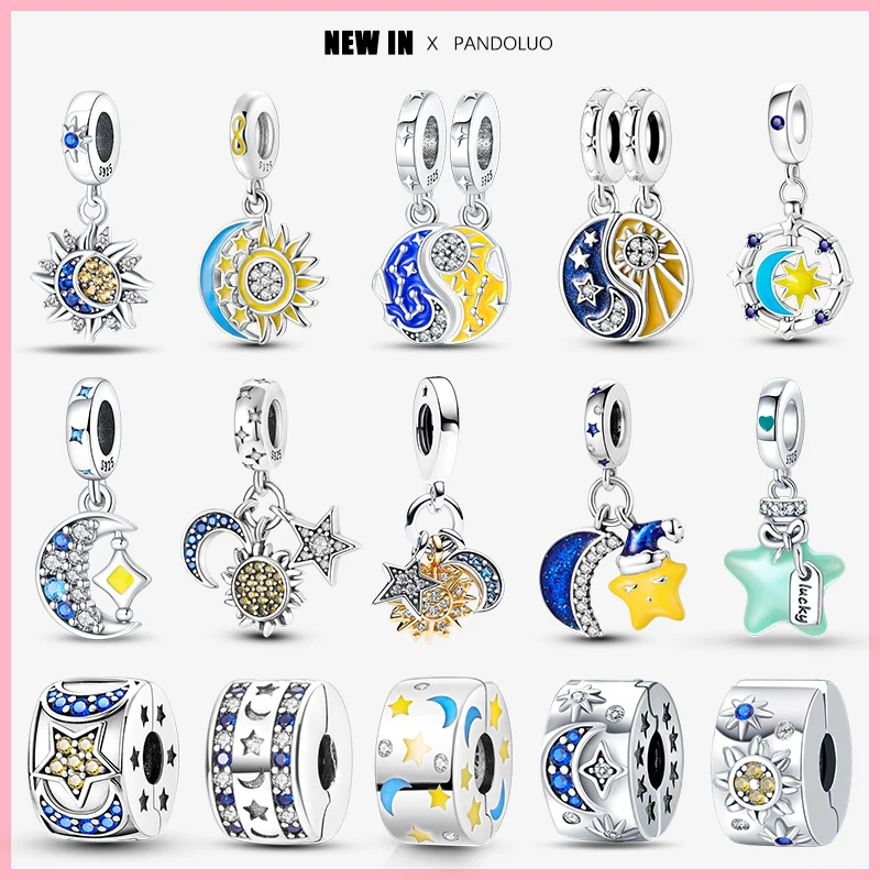 

2023 New in Hot Sale Star Moon Sun Series Charm Beads Fit Pandora 925 Original Bracelet Women Silver Pendant Bead Jewelry Gift