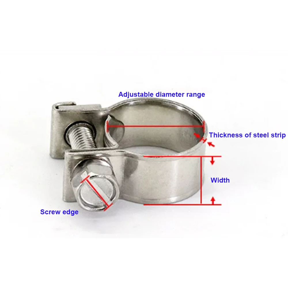 1/5/10Pcs 304 Stainless Steel / Galvanized Iron Mini Clamps Adjustable Hose Clamp Fuel Injection Fastener Dia 6-8mm To 27-29mm