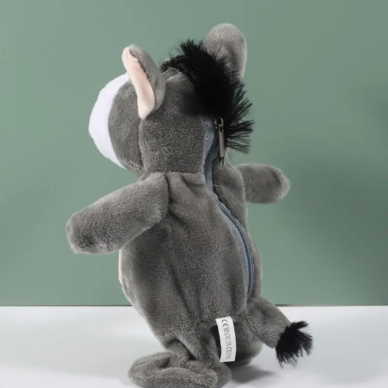 Donkey Stuffed Musical Toys Talking Plush Singing Toy Sensory Learning Development Musical Toy Electric Interactive Animated