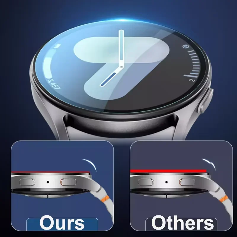 Película de Vidrio Templado Pegado Rápido para Samsung Galaxy Watch 8/7/6/5/4 40mm 44mm Ultra 47mm Película Protectora de Pantalla Watch 8 Classic 3