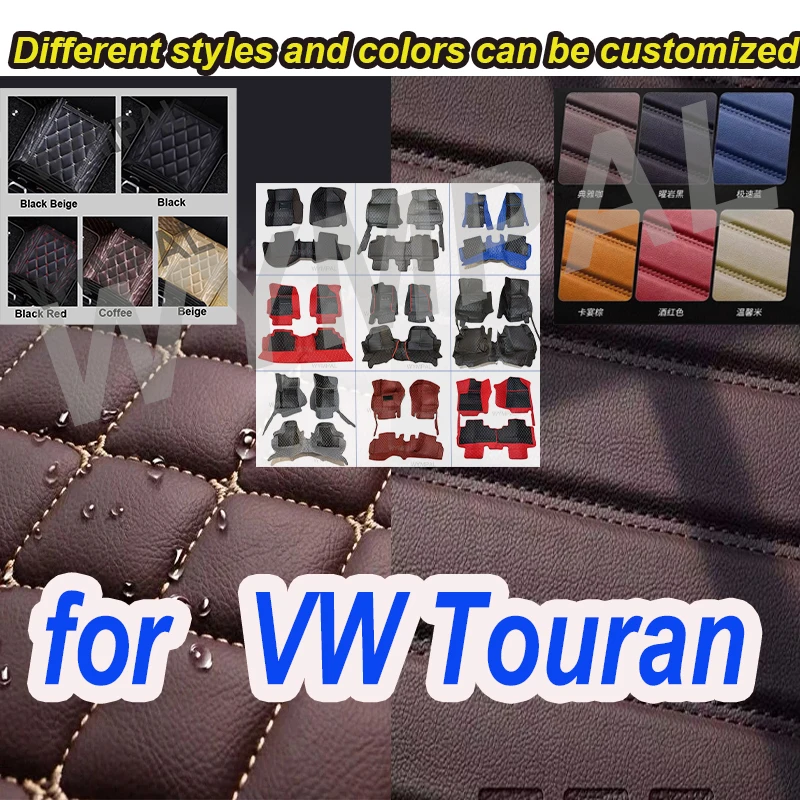 

РОСКОШНЫЕ автомобильные коврики на заказ для VW Touran 2008 2009 2010 2011 2012, авто роскошные кожаные мужские и женские автомобильные коврики с полным покрытием