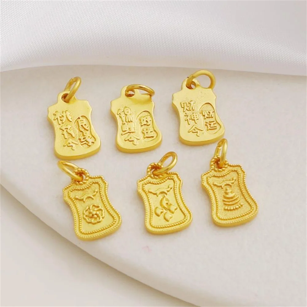 Двусторонний-цвет-18-каратного-золота-good-fortune-good-luck-hang-tag-браслет-ожерелье-кулон-браслет-ювелирные-аксессуары-своими-руками