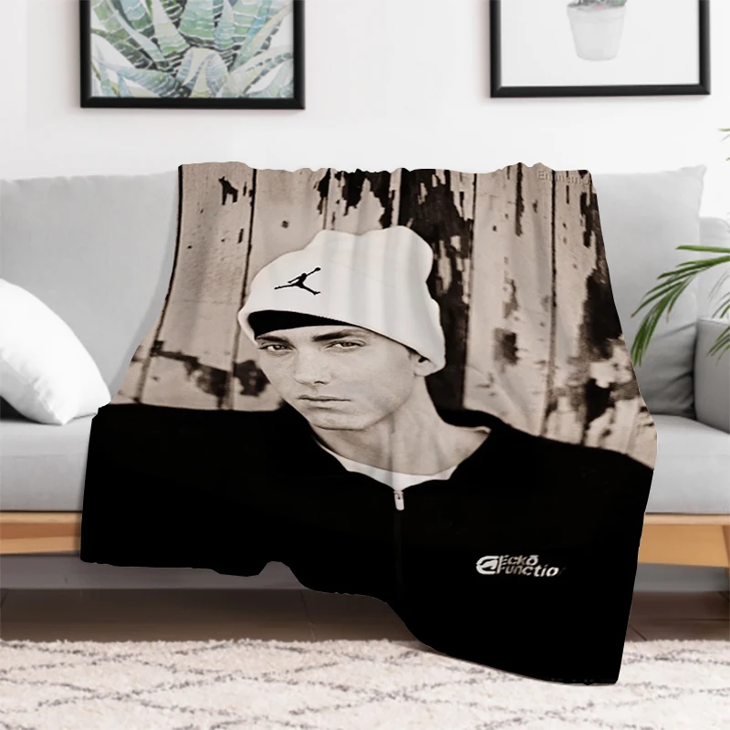 Hip Hop Rapper Eminem Fleece Blanket Fluffy Soft Blankets for Decorative Sofa Furry Throw & Throws Bed Double Custom Kid's Child