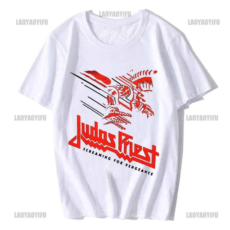 Judas Priest T-Shirt Cool Graphic Print Retro Vintage Band Tees for Men Printing Shirt Harajuku Casual Fashion Streetwear Cotton