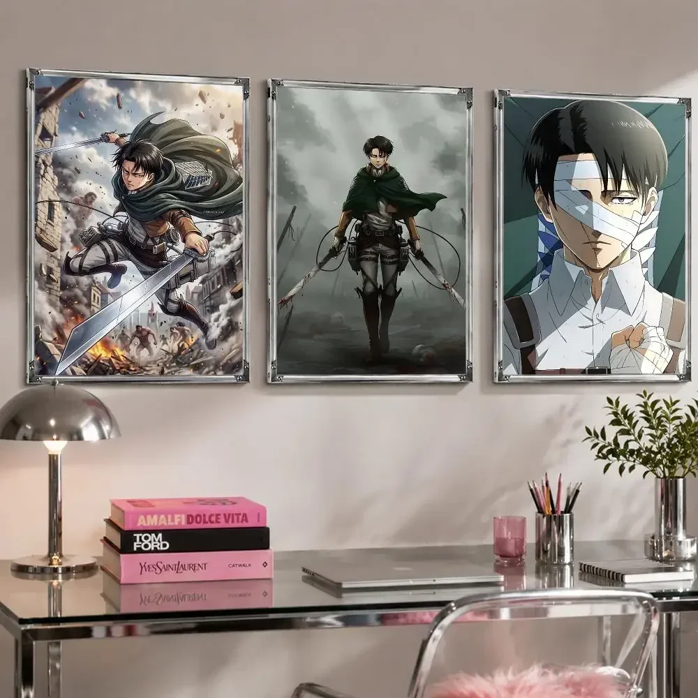 Anime L-Levi Ackerman Poster Self Adhesive Wall Decor Waterproof Removable for Bedroom Living Room bar Gift