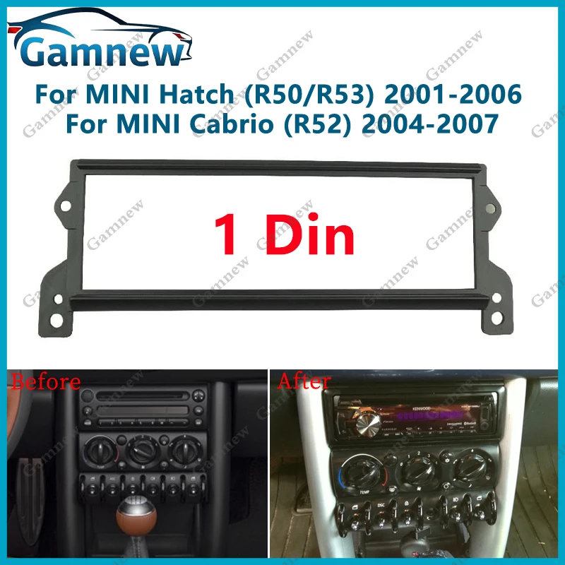 Moldura de Painel 1Din para Rádio Automotivo BMW Mini Cooper (R50 R52 R53) - Kit de Instalação para Painel de Instrumentos