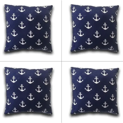 Drop Toys 4'lü Sea Anchor Figured Navy Zeminli Cushion Pillow decorate Case 45x45 cm.