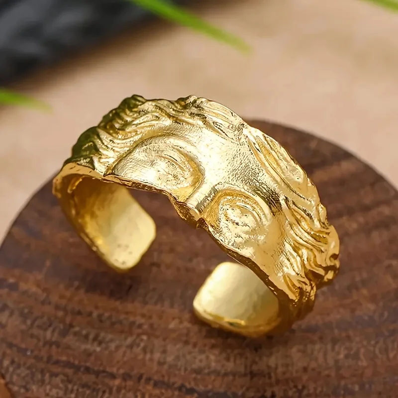 Creative Venus Mask Ring Vintage Thai Silver Relief Opening Adjustable Ring Confession Gift