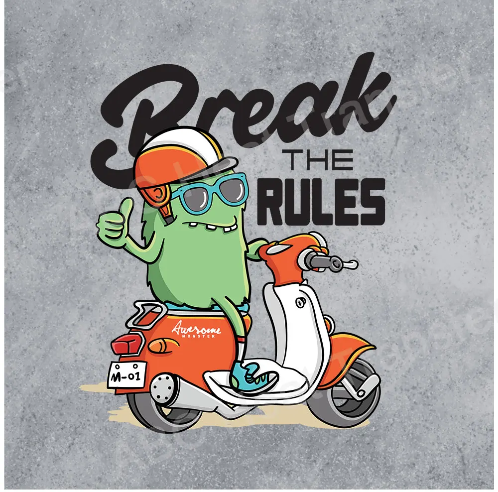 Break The Rules T-Shirt Stickers For Clothing Kids Boy Iron On Transfer Stickers For Clothes Heat Transfer Patch Clothes Decor