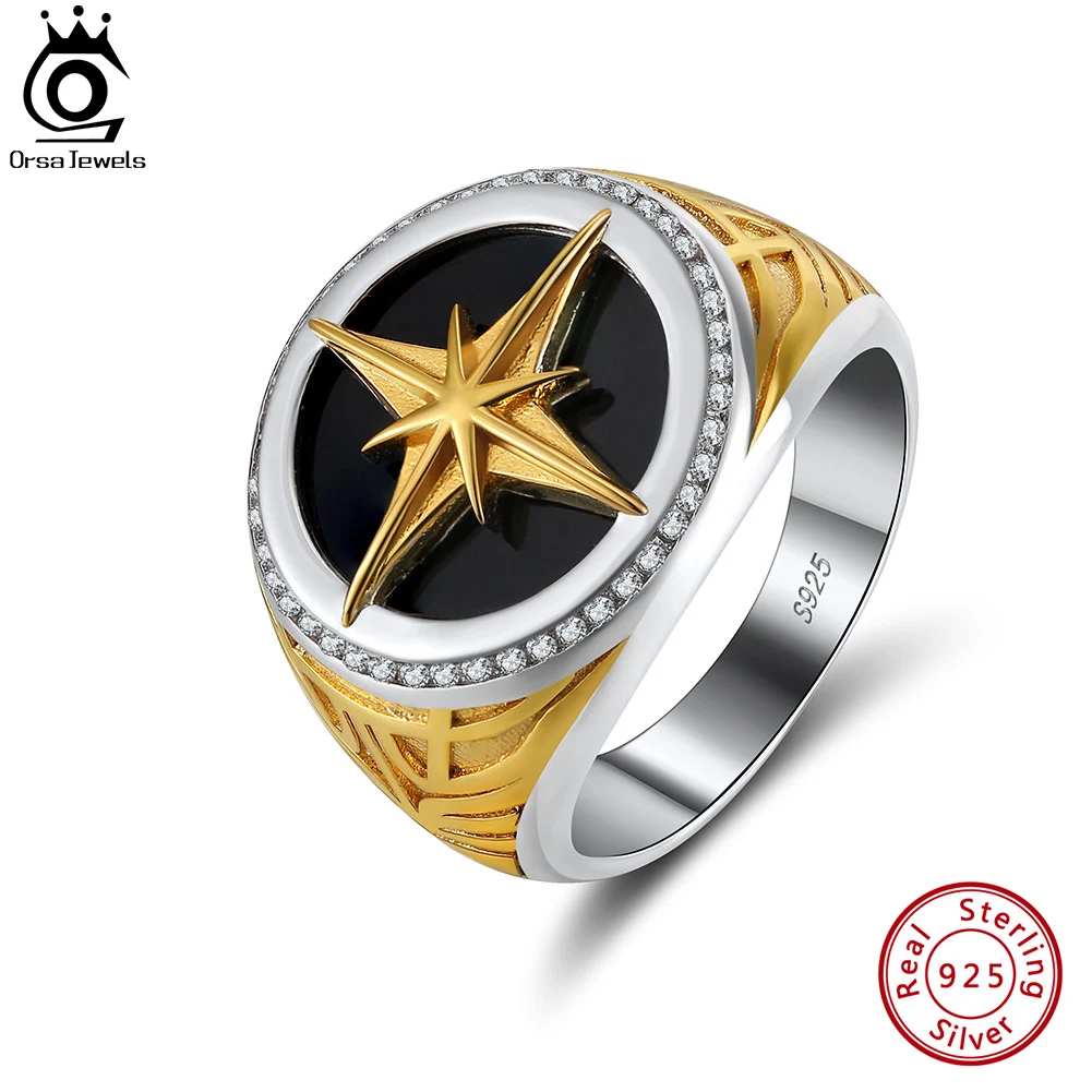 

ORSA JEWELS 18K Gold Plated 925 Sterling Silver Vegvisir Viking Compass Norse Ring Vintage Norse Pagan Jewelry for Men NMR10