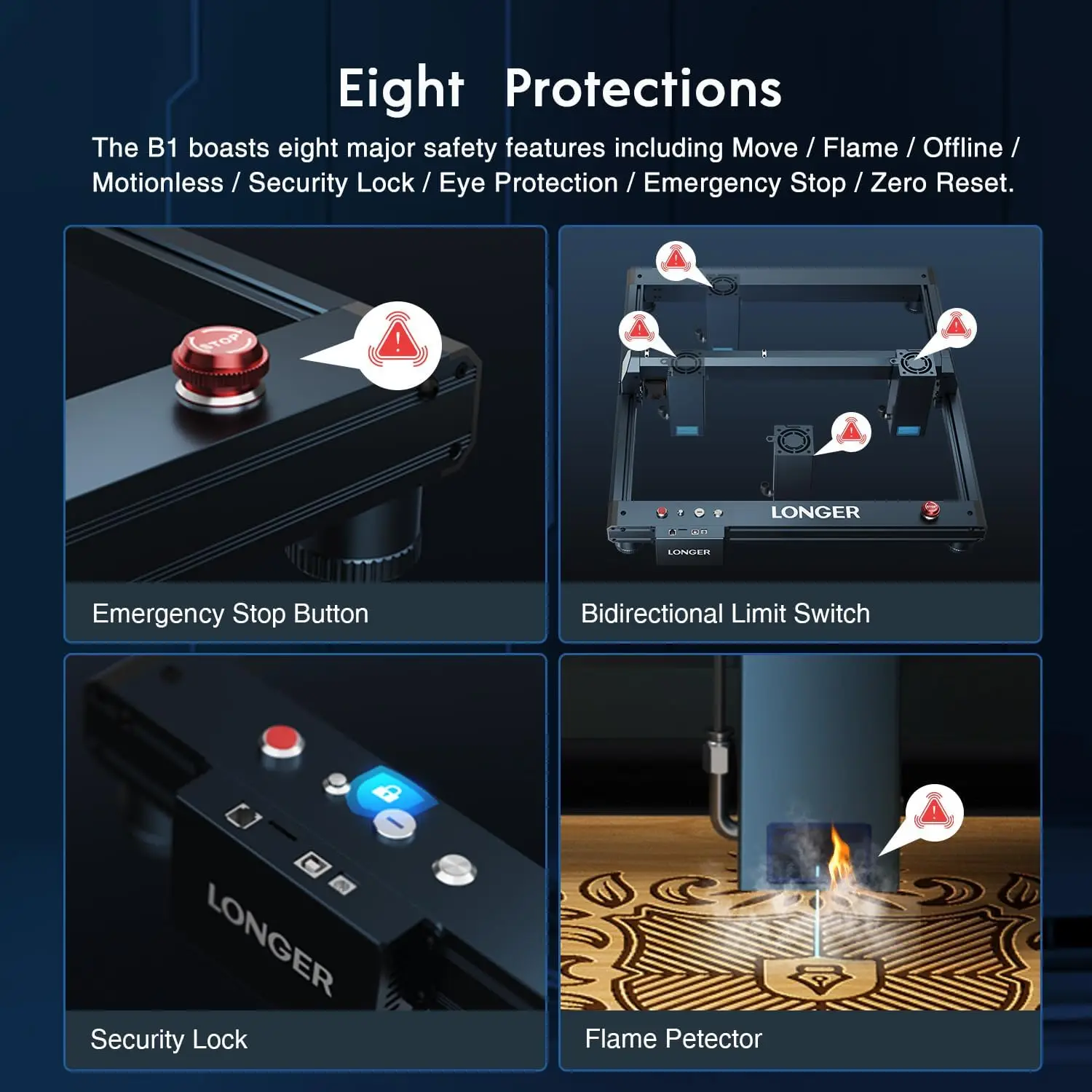 Incisore laser B1 40W più lungo con assistenza automatica dell'aria e fotocamera Lightburn LONGER