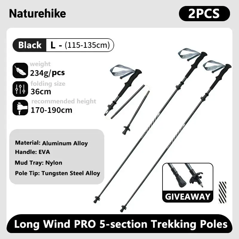 Naturehike Climbing Sticks Ultralight Outdoor Folding Trekking Poles Hiking Pole Collapsible Quick Lock Stick Carbon Fiber Poles image 3