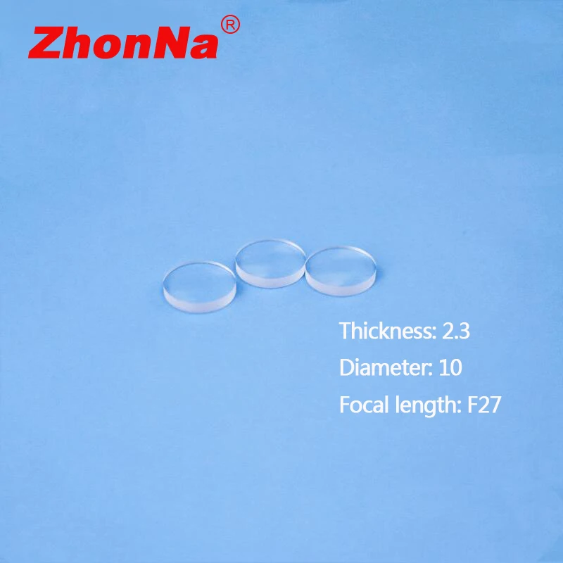 

10mm Laser Focusing Lens, F27mm Focal Length, 2.3mm Thickness, High-Quality Optical Condenser, Spherical Glass Lens, 1PC