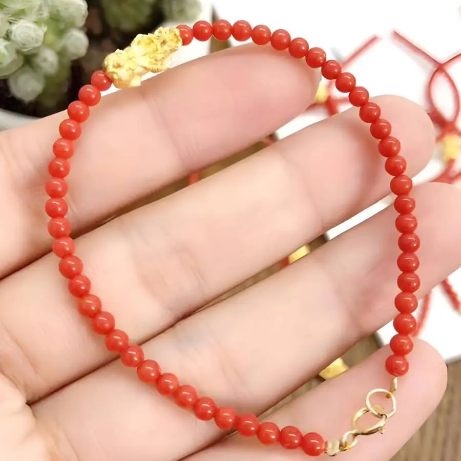 

National Red cinnabar organic gold bracelet Yoga Japa Men's Stone Nirvana elastic Chaplet Gemstone Sacred Jewelry Mala Chakra
