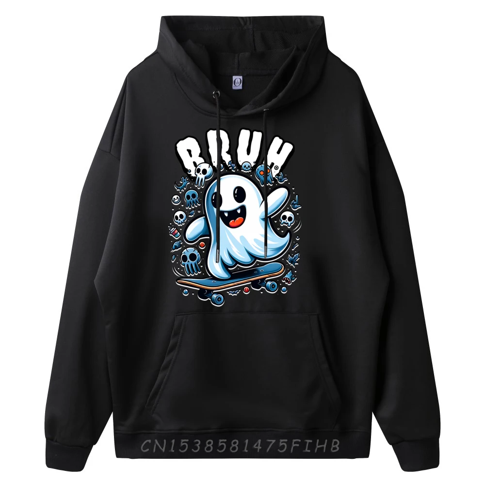 Bruh Ghost Halloween Mens Clothing Men's Shirts Vintage Style Sweatshirts For Men