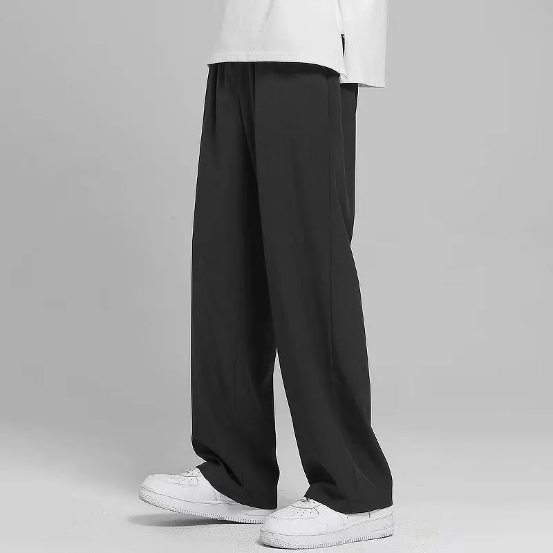 

Ice Silk Men's Summer Thin Straight Leg Casual Pants Drapey Wide Leg Hong Kong Sle INS Pure Color Youth Active Sle